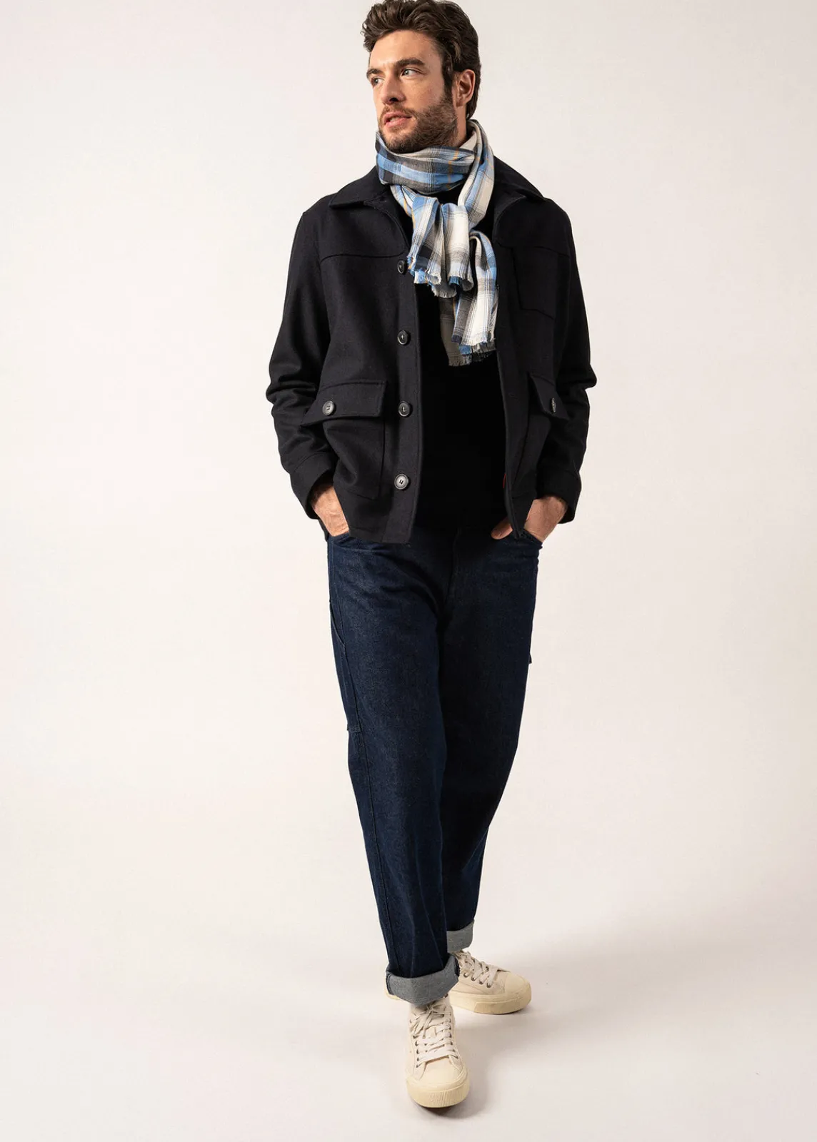 Saint James Accessories*Cotton and Wool Scarf Oxygene/ecume