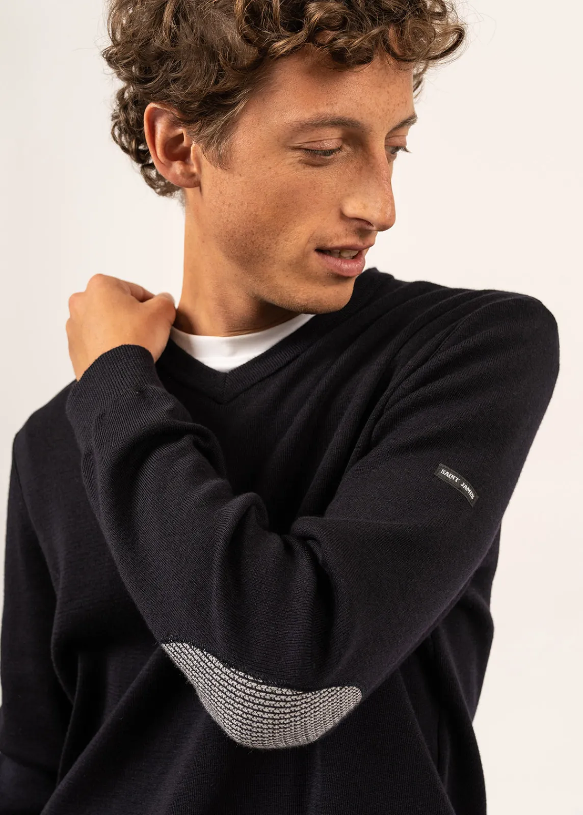 Saint James Jumpers & Cardigans*Cuirassé V neck jumper Navy/perlechine