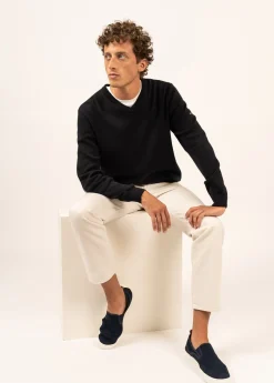 Saint James Jumpers & Cardigans*Cuirassé V neck jumper Navy/perlechine