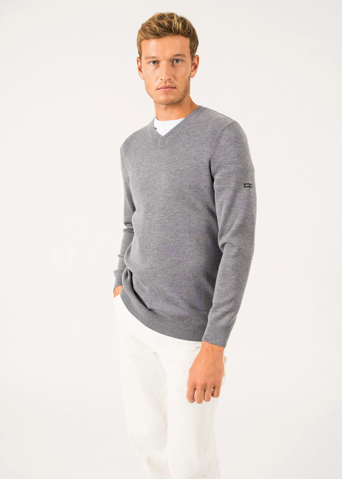 Saint James Jumpers & Cardigans*Cuirassé V neck jumper Gris