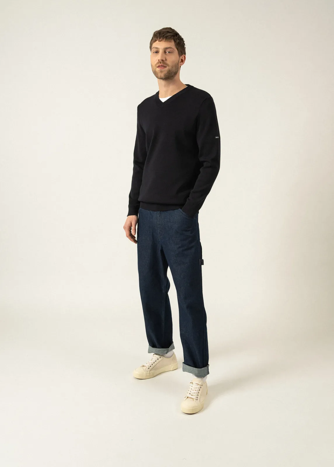 Saint James Jumpers & Cardigans*Cuirasse V neck jumper Navy