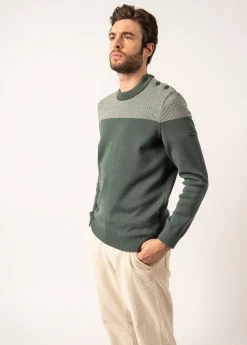 Saint James Sailor Jumpers|Sailor Jumpers*Dinan bicolour sailor jumper Vegetal/ecru
