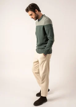 Saint James Sailor Jumpers|Sailor Jumpers*Dinan bicolour sailor jumper Vegetal/ecru