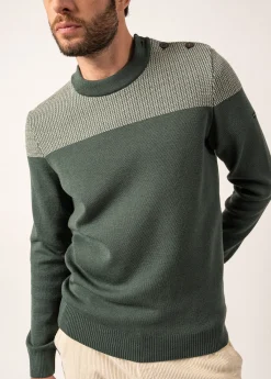 Saint James Sailor Jumpers|Sailor Jumpers*Dinan bicolour sailor jumper Vegetal/ecru