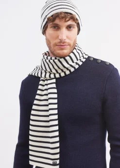 Saint James Scarves*Duguay striped scarf Ecume/navy