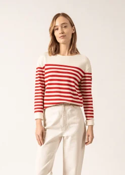 Saint James Jumpers, Cardigans, Jackets*Ecrins Striped Jumper Ecume/tulipe