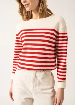 Saint James Jumpers, Cardigans, Jackets*Ecrins Striped Jumper Ecume/tulipe