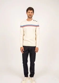 Saint James Jumpers & Cardigans*Elysée jumper with placed stripes Ecume/tulipe/gitane