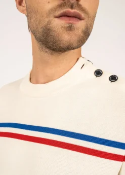 Saint James Jumpers & Cardigans*Elysée jumper with placed stripes Ecume/tulipe/gitane