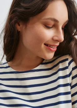 Saint James Sailor Striped Shirts*Etrille short sleeve striped sailor shirt Ecru/marine