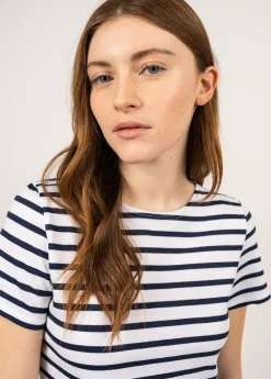 Saint James Sailor Striped Shirts*Etrille short sleeve striped sailor shirt Neige/marine