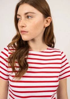 Saint James Sailor Striped Shirts*Etrille short sleeve striped sailor shirt Neige/tulipe