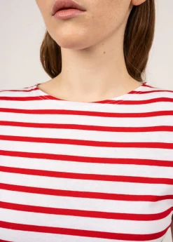 Saint James Sailor Striped Shirts*Etrille short sleeve striped sailor shirt Neige/tulipe