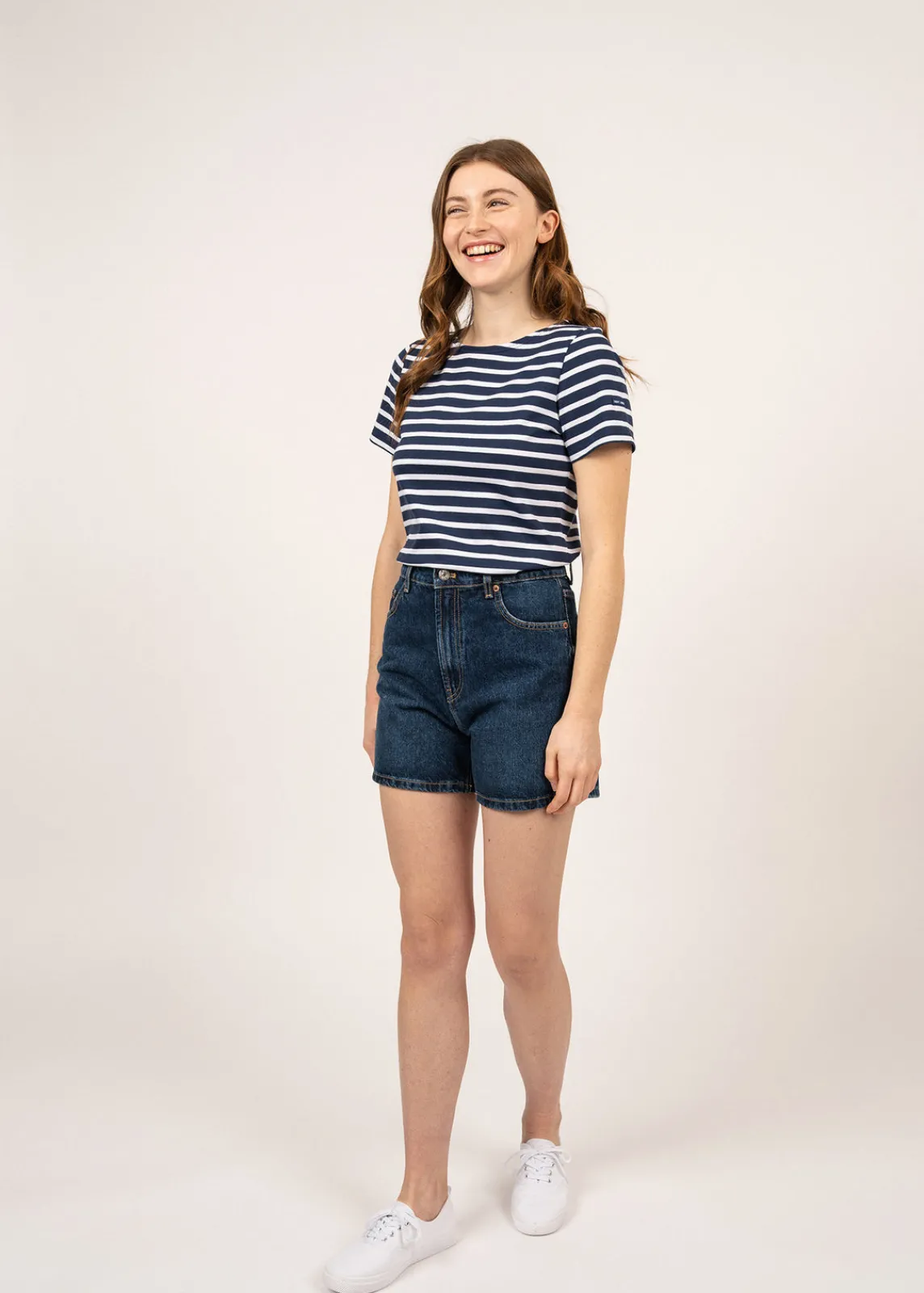 Saint James Sailor Striped Shirts*Etrille short sleeve striped sailor shirt Marine/neige