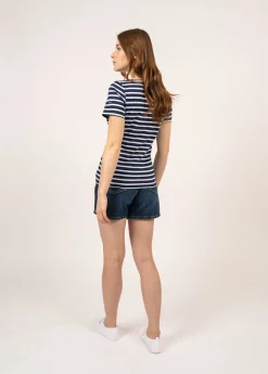 Saint James Sailor Striped Shirts*Etrille short sleeve striped sailor shirt Marine/neige