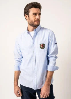 Saint James Shirts*Finlay Striped Shirt Ciel/blanc