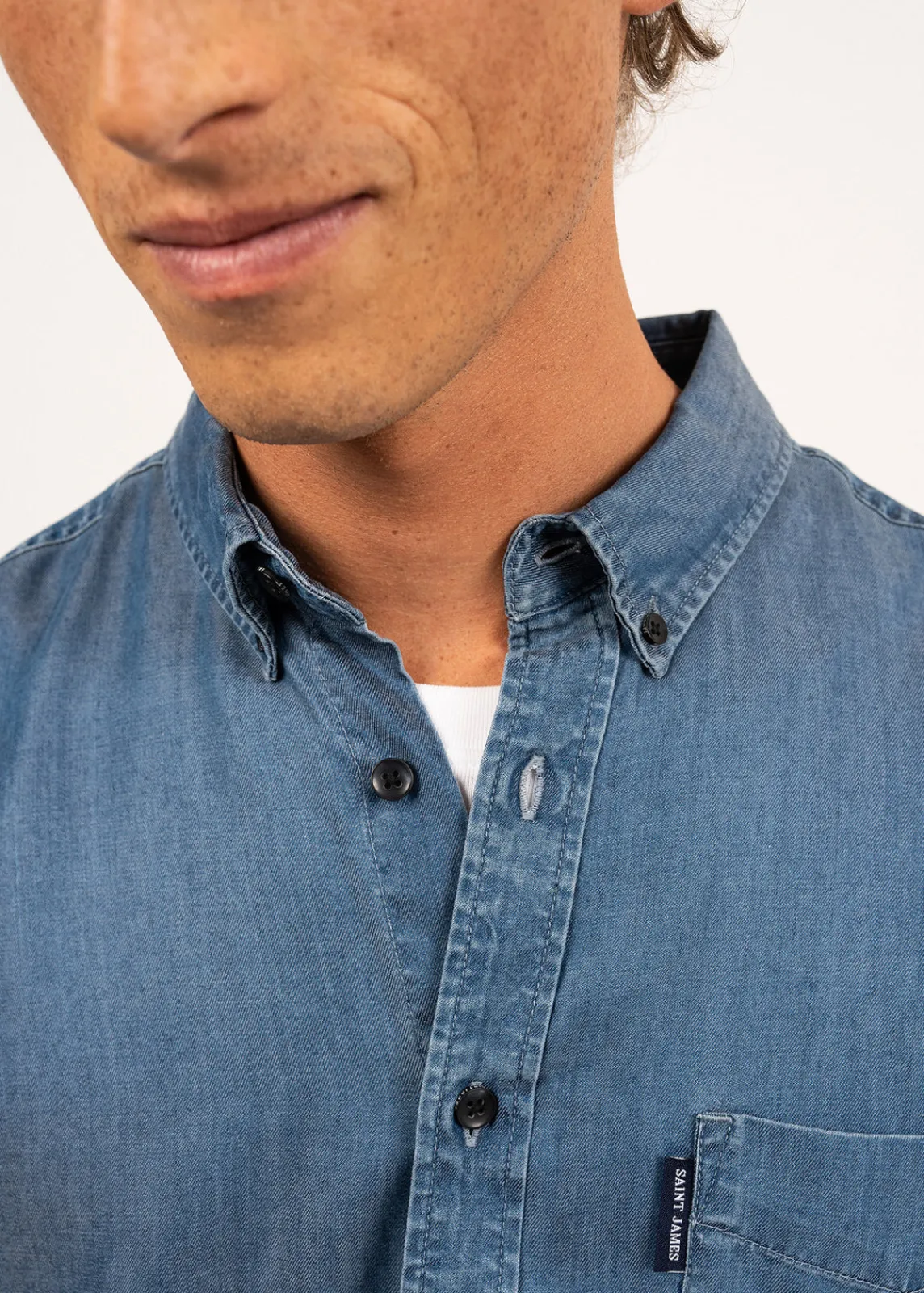 Saint James Shirts*Frederic long sleeve shirt Chambray