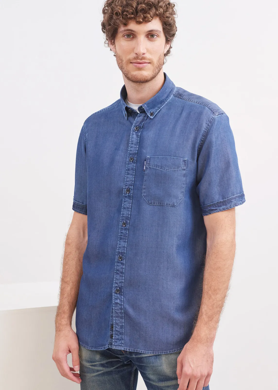 Saint James Shirts*Frederic short sleeve shirt Chambray