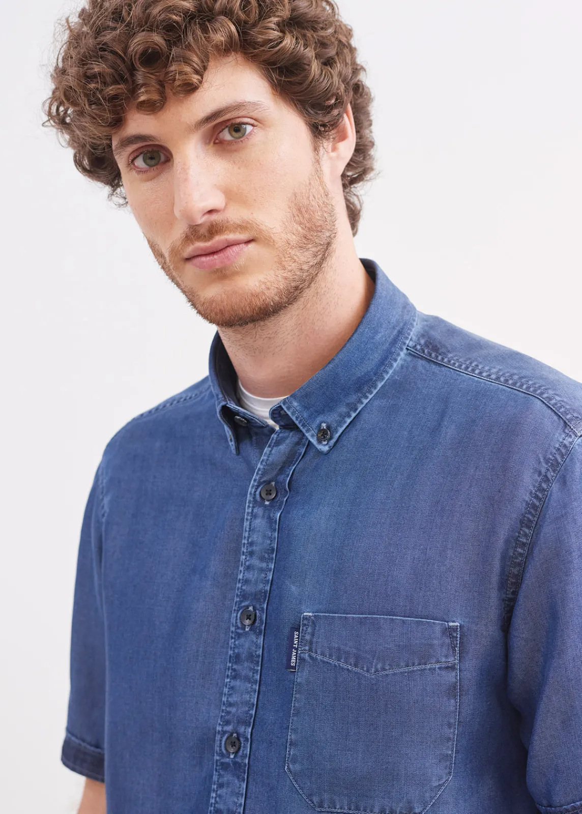Saint James Shirts*Frederic short sleeve shirt Chambray
