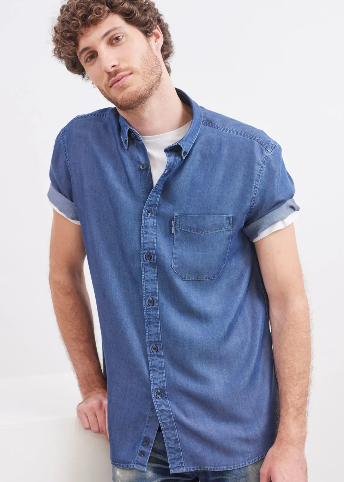 Saint James Shirts*Frederic short sleeve shirt Chambray