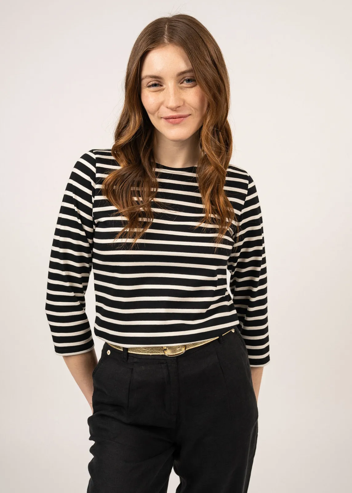 Saint James Sailor Striped Shirts*Galathée striped sailor shirt Noir/ecru