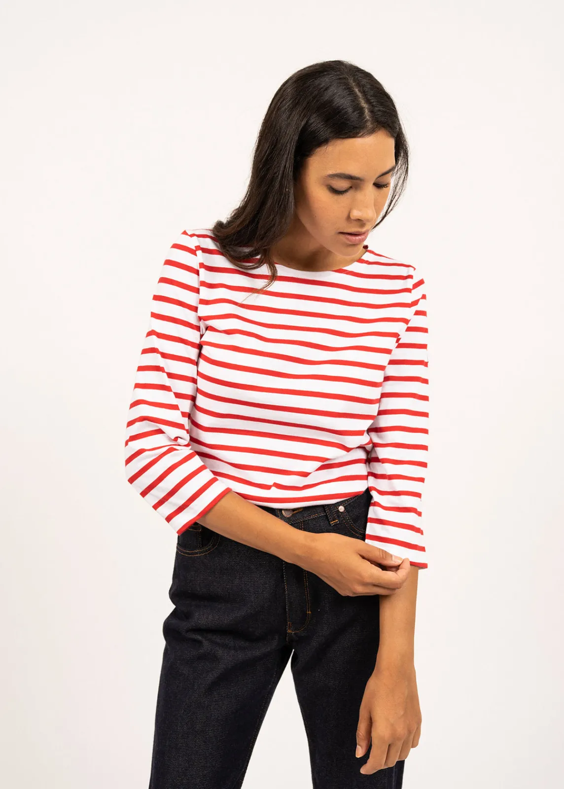 Saint James Sailor Striped Shirts*Galathée striped sailor shirt Neige/tulipe