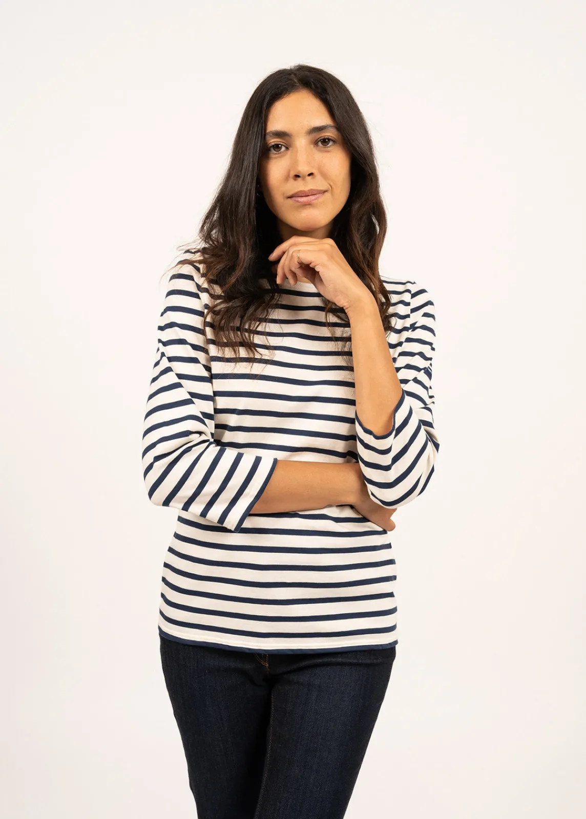 Saint James Sailor Striped Shirts*Galathée striped sailor shirt Ecru/marine