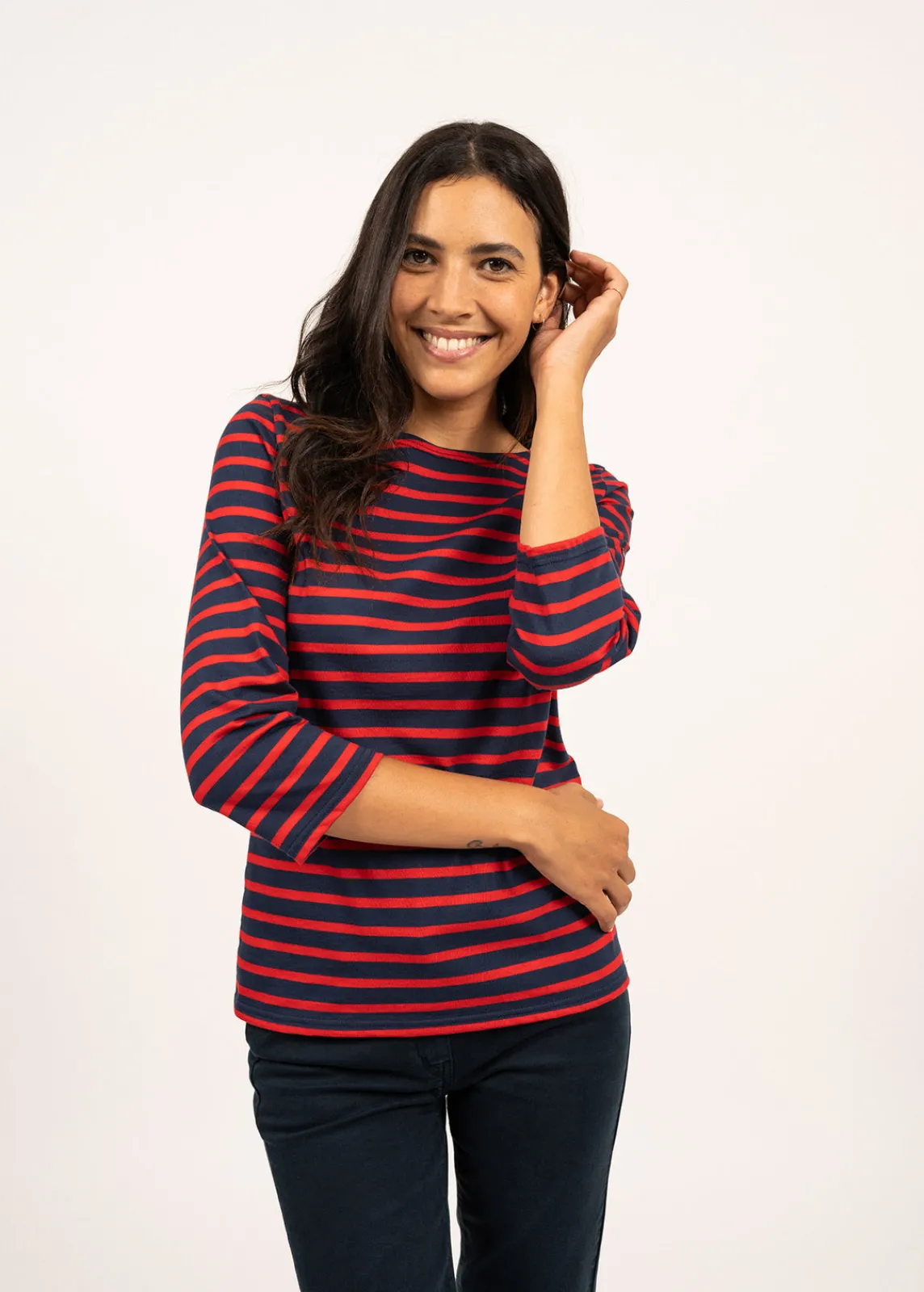 Saint James Sailor Striped Shirts*Galathée striped sailor shirt Marine/tulipe