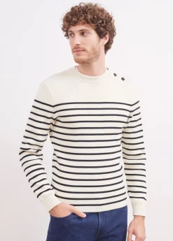 Saint James Sailor Jumpers|Sailor Jumpers*Galiote striped sailor jumper Ecume/navy