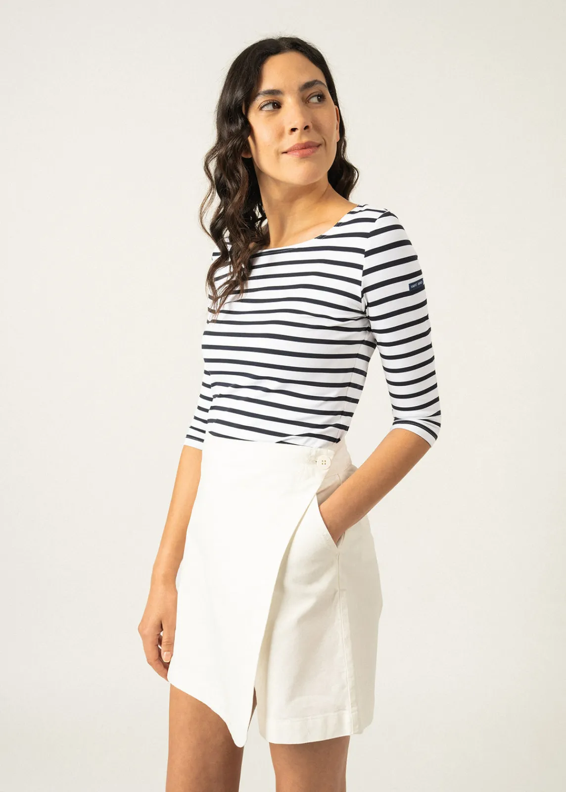 Saint James Sailor Striped Shirts*Garde Côte anti-UV striped sailor shirt Neige/navy
