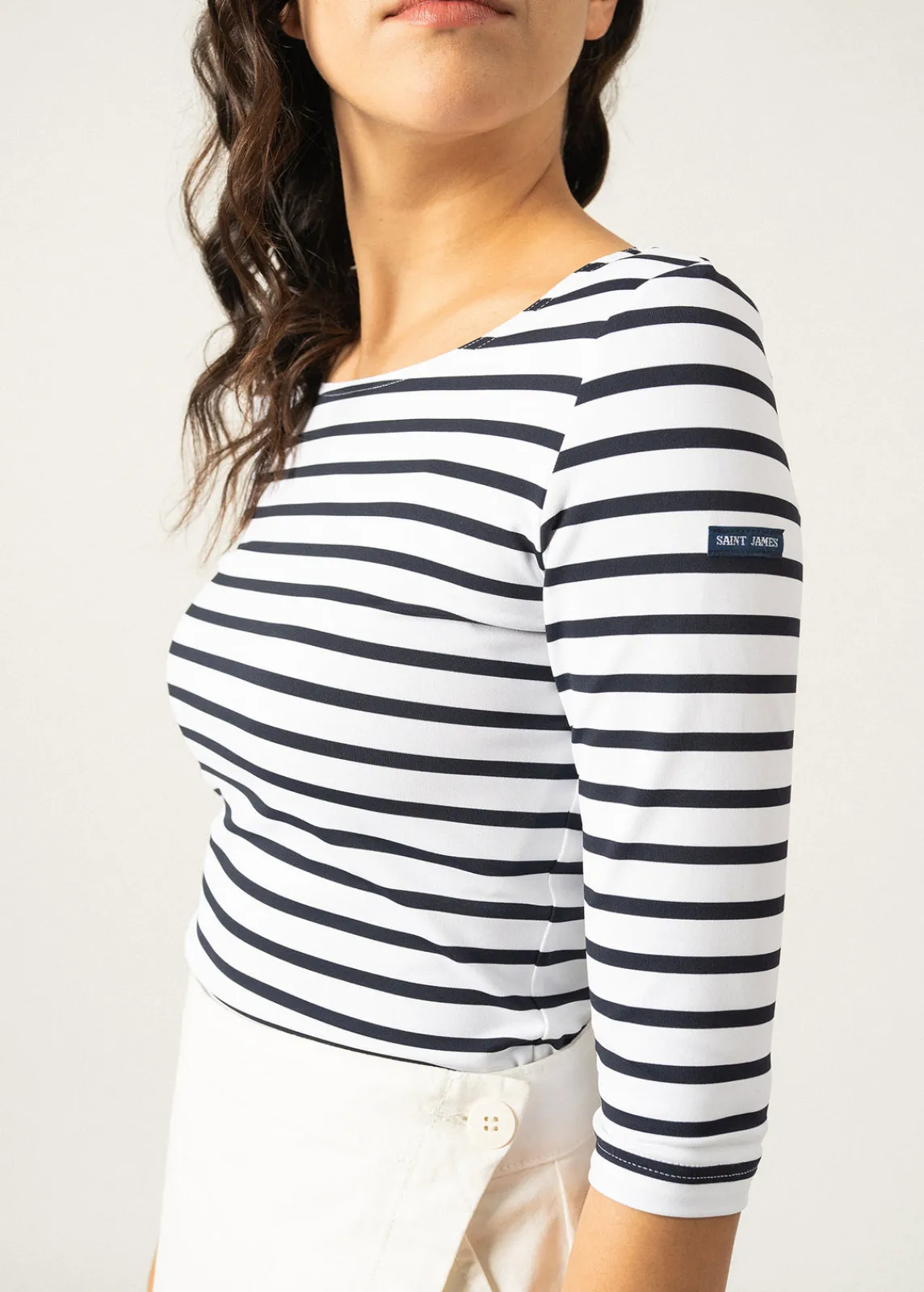 Saint James Sailor Striped Shirts*Garde Côte anti-UV striped sailor shirt Neige/navy
