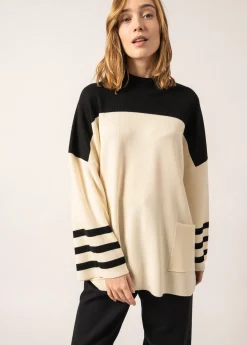 Saint James Jumpers, Cardigans, Jackets*Givre High-neck Wool Tunic Ecume/noir