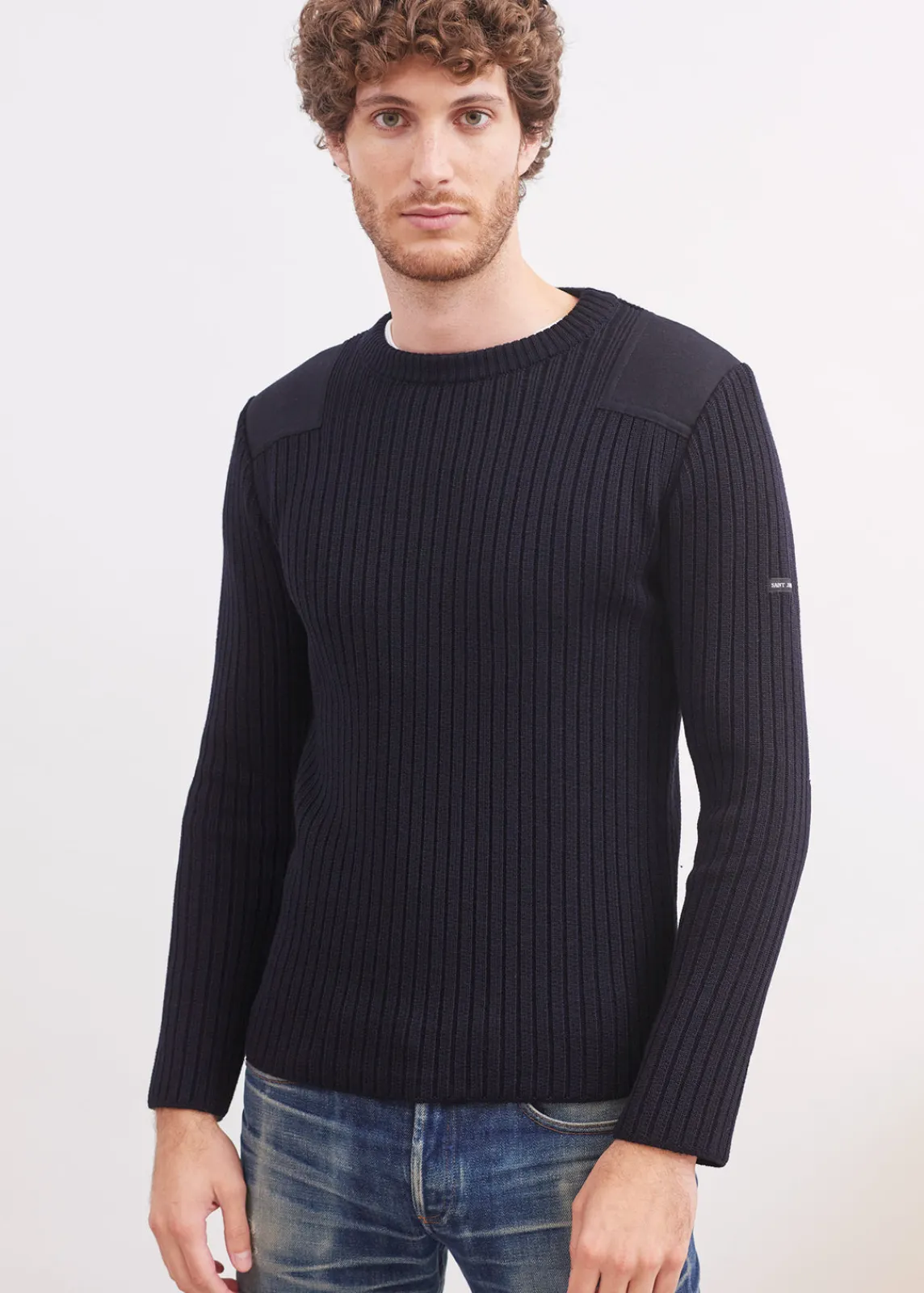 Saint James Jumpers & Cardigans*Gouvernail military inspired jumper Navy