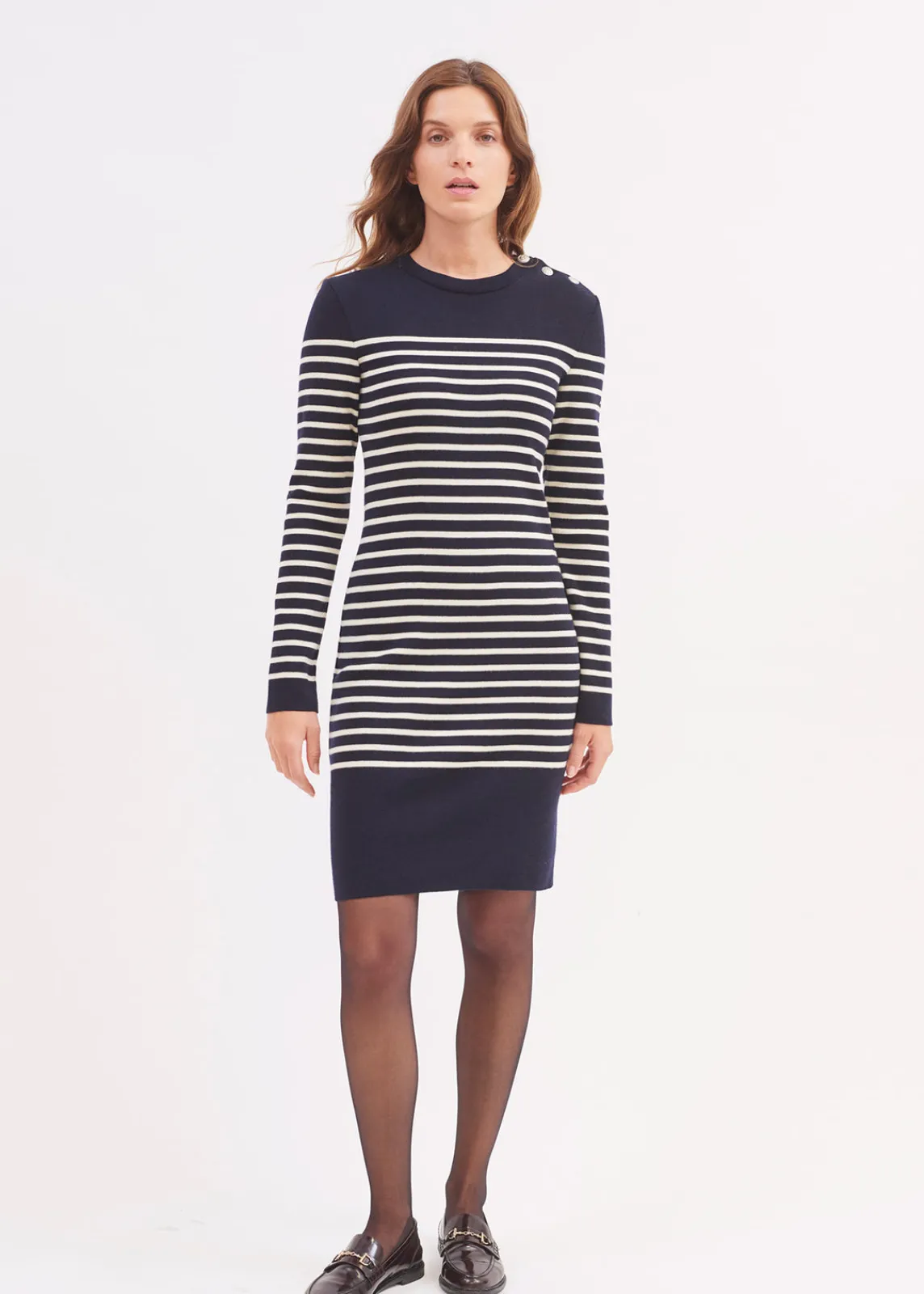 Saint James Dresses & Skirts*Grande Marée striped jumper dress Navy/ecume