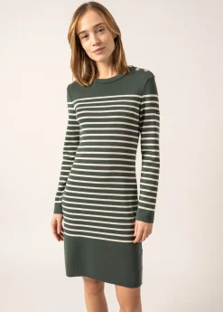 Saint James Dresses & Skirts*Grande Marée striped jumper dress Vegetal/ecume