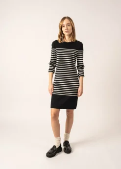 Saint James Dresses & Skirts*Grande Marée striped jumper dress Noir/ecume