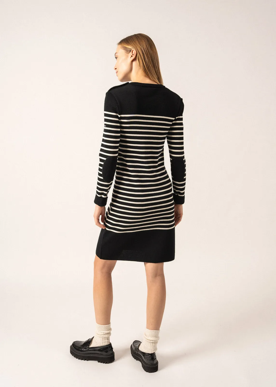 Saint James Dresses & Skirts*Grande Marée striped jumper dress Noir/ecume