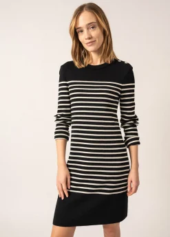 Saint James Dresses & Skirts*Grande Marée striped jumper dress Noir/ecume