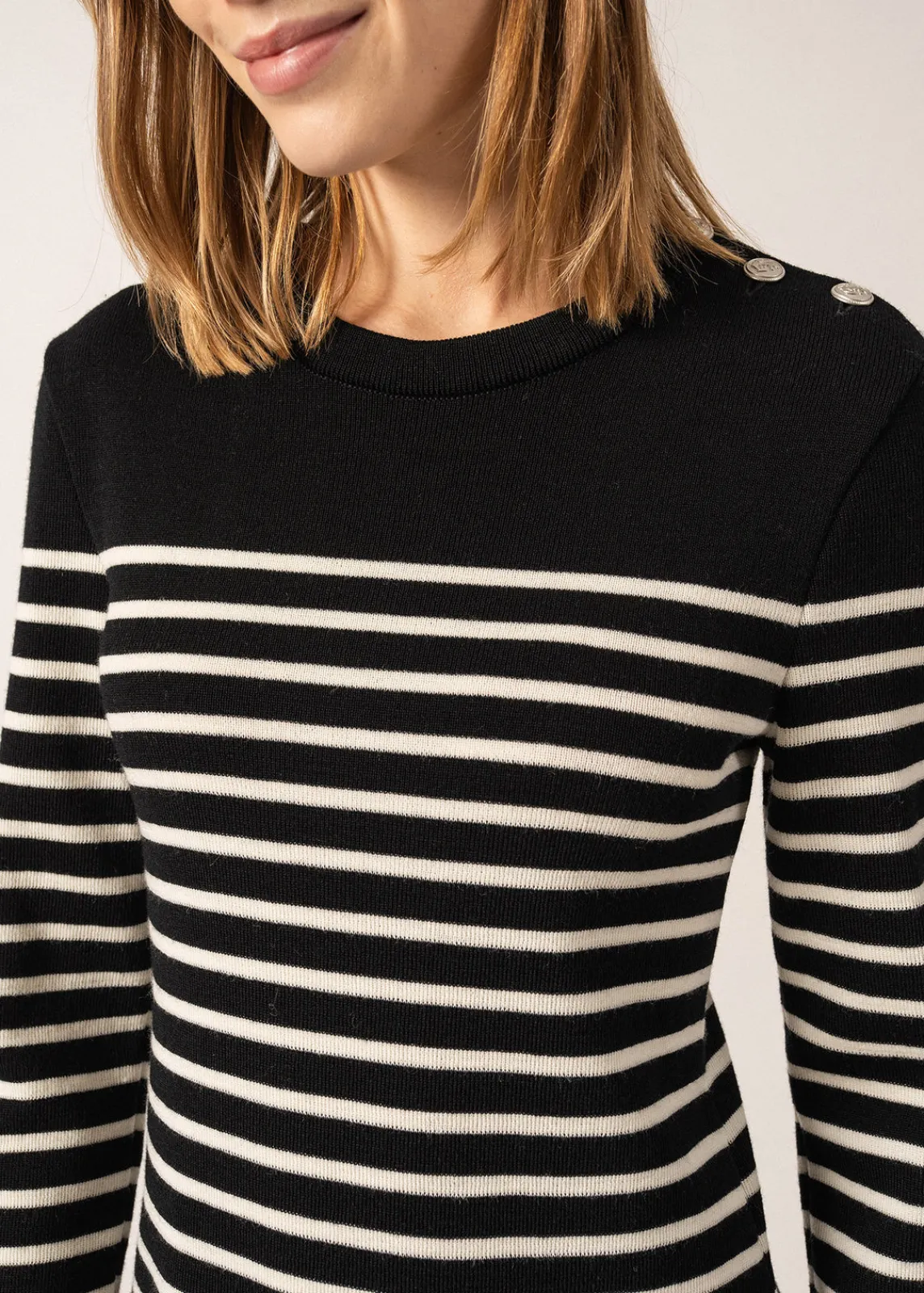 Saint James Dresses & Skirts*Grande Marée striped jumper dress Noir/ecume