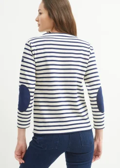 Saint James Sailor Striped Shirts*Guildo boat neck striped sailor shirt Ecru/marine
