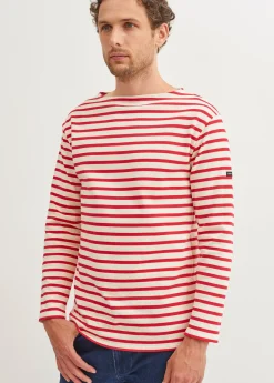 Saint James Sailor Striped Shirts*Guildo striped sailor shirt Ecru/tulipe