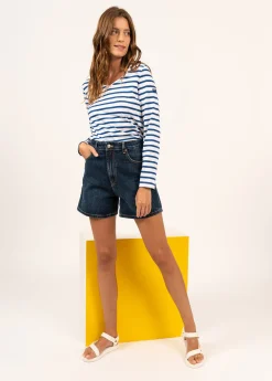 Saint James Sailor Striped Shirts*Hoedic V neck sailor striped shirt Neige/gitane