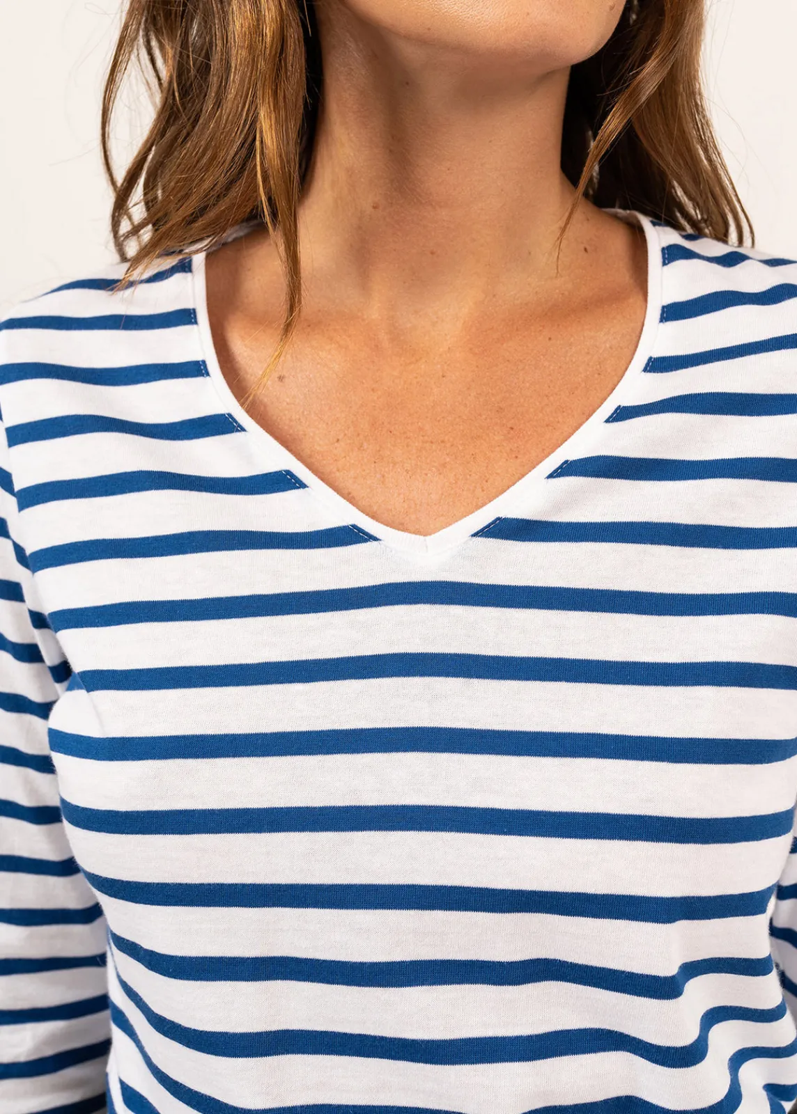 Saint James Sailor Striped Shirts*Hoedic V neck sailor striped shirt Neige/gitane