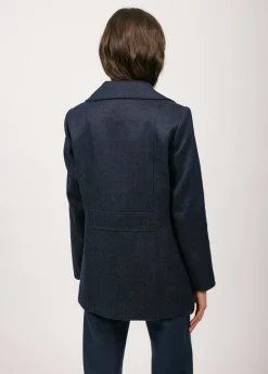 Saint James Coats & Peacoats*Héritage peacoat for women in Merino wool Indigo/chanvre
