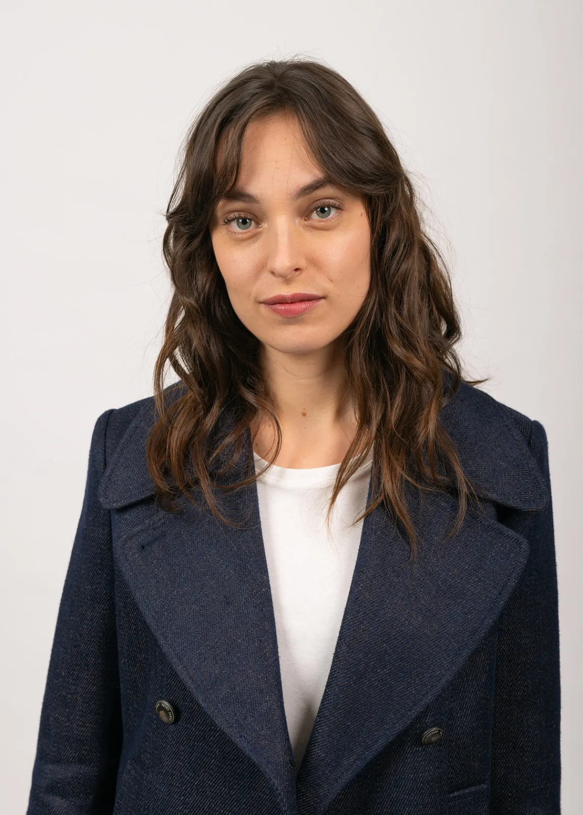 Saint James Coats & Peacoats*Héritage peacoat for women in Merino wool Indigo/chanvre