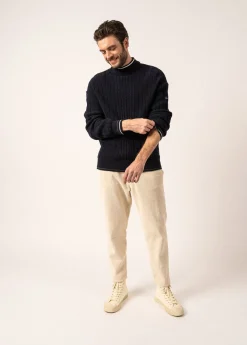 Saint James Jumpers & Cardigans*Huez Wool Jumper Navy/vegetal/ecume