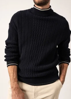 Saint James Jumpers & Cardigans*Huez Wool Jumper Navy/vegetal/ecume