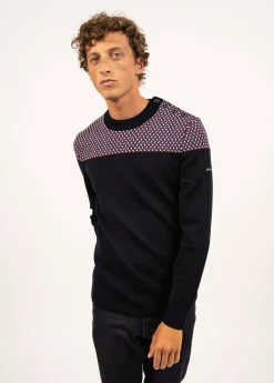 Saint James Sailor Jumpers|Sailor Jumpers*Jacquard sailor jumper Navy/multico