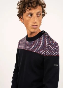 Saint James Sailor Jumpers|Sailor Jumpers*Jacquard sailor jumper Navy/multico