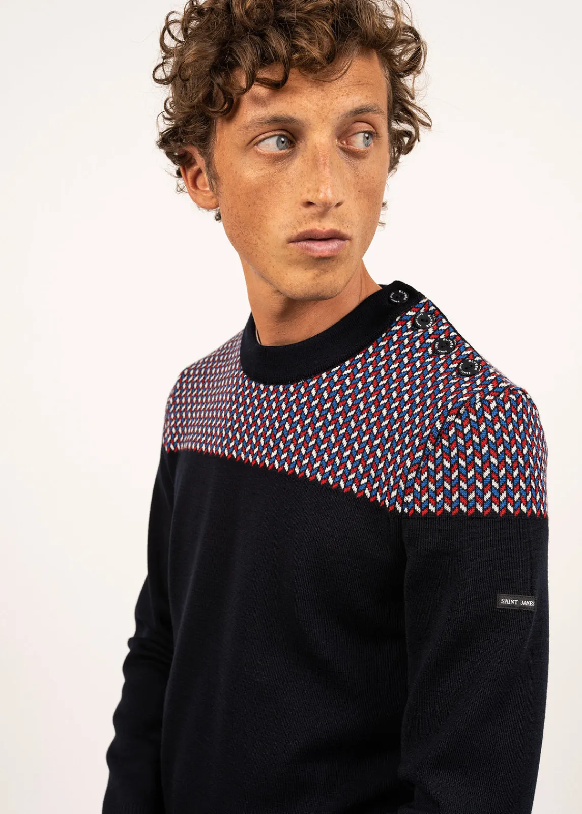 Saint James Sailor Jumpers|Sailor Jumpers*Jacquard sailor jumper Navy/multico